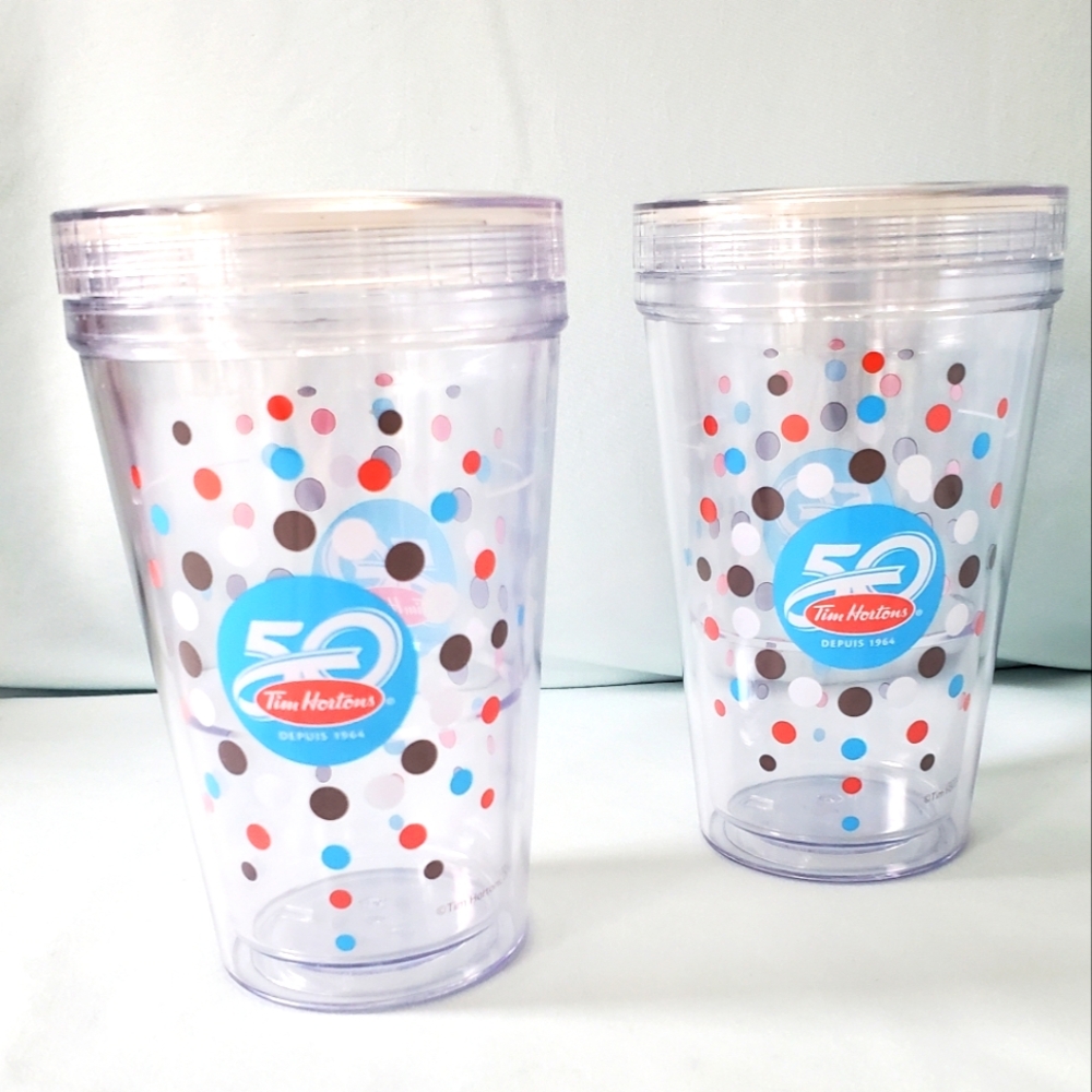 2014 Tim Hortons Canada 50th Anniversary Reusable Cups, Like New!